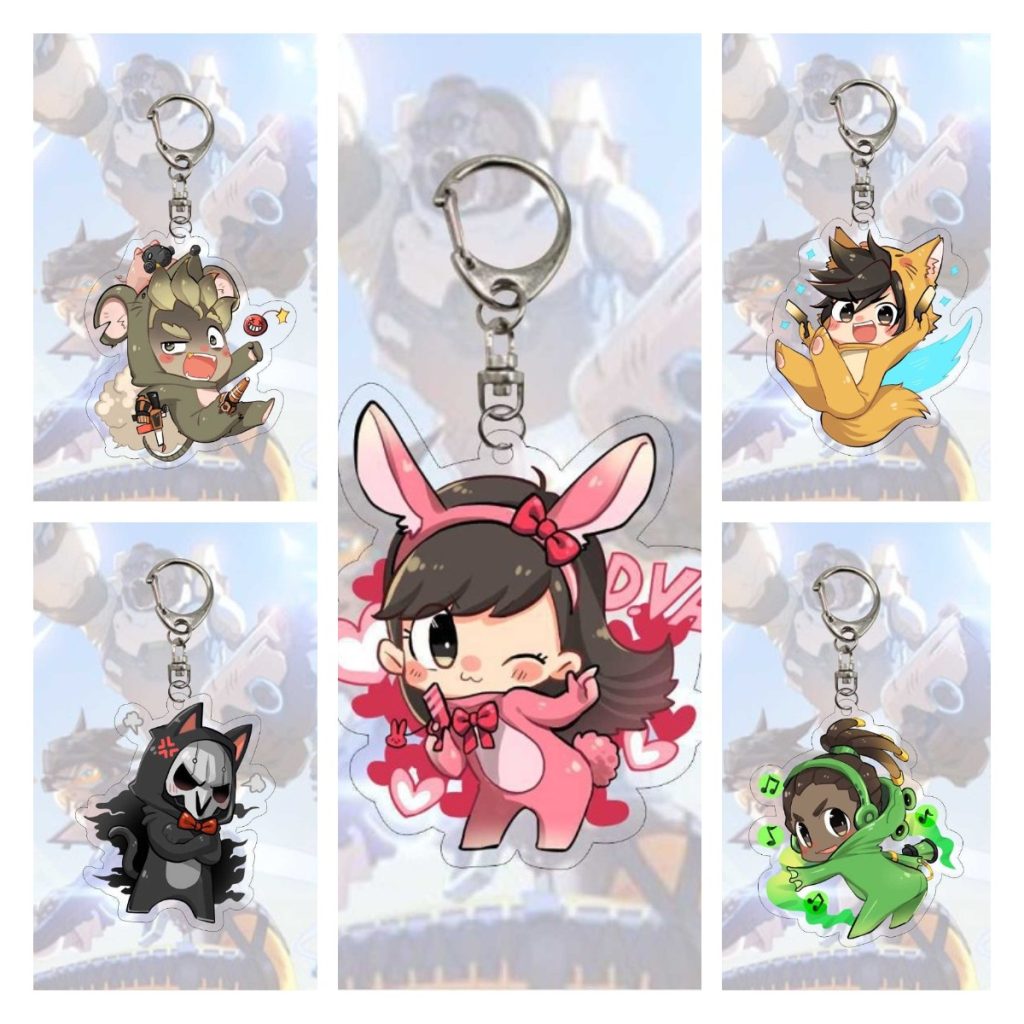 Anime Game Overwatch Key Chain Pharah Cole Cassidy Sombra Cartoon Character Acrylic Pendant Key Ring - Overwatch Gifts