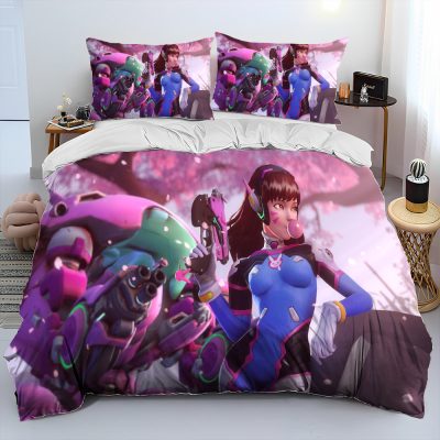 OW Overwatch Game Gamer DVA Comforter Bedding Set Duvet Cover Bed Set Quilt Cover Pillowcase King 10 - Overwatch Gifts