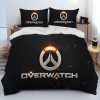 OW Overwatch Game Gamer DVA Comforter Bedding Set Duvet Cover Bed Set Quilt Cover Pillowcase King 13 - Overwatch Gifts