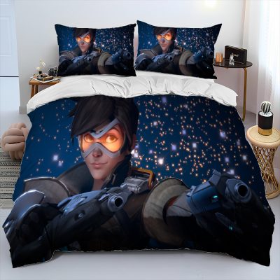 OW Overwatch Game Gamer DVA Comforter Bedding Set Duvet Cover Bed Set Quilt Cover Pillowcase King 17 - Overwatch Gifts