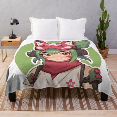 Cute Kiriko Throw Blanket Official Overwatch Merch