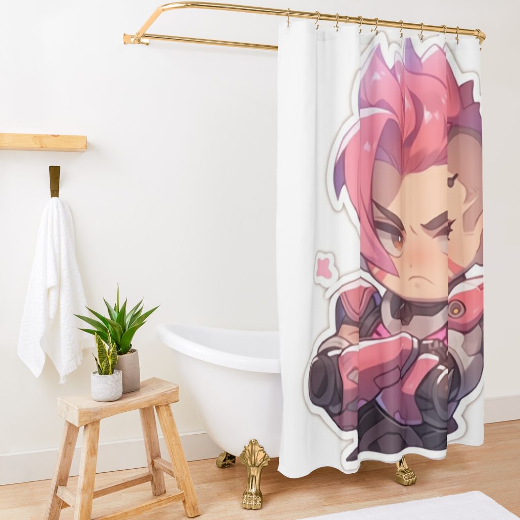 Cute Zarya Shower Curtain Official Overwatch Merch