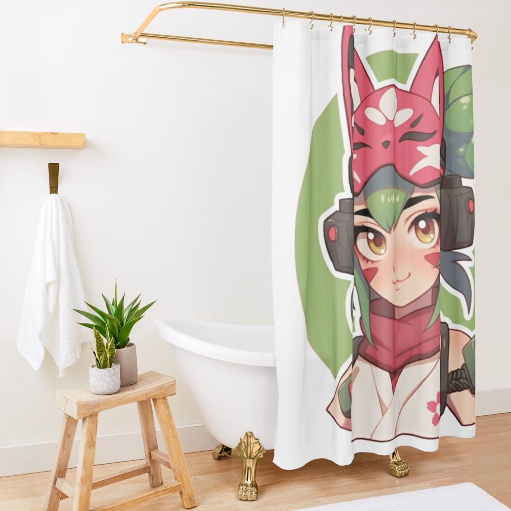 Cute Kiriko Shower Curtain Official Overwatch Merch